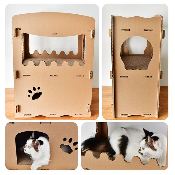 Cat Corrugated Cardboard Scratcher Scratching Board Play House Climbing Furniture