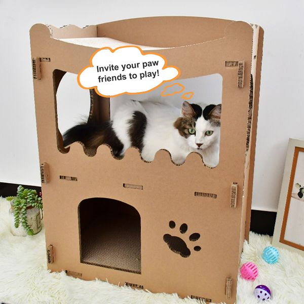 Cat Corrugated Cardboard Scratcher Scratching Board Play House Climbing Furniture