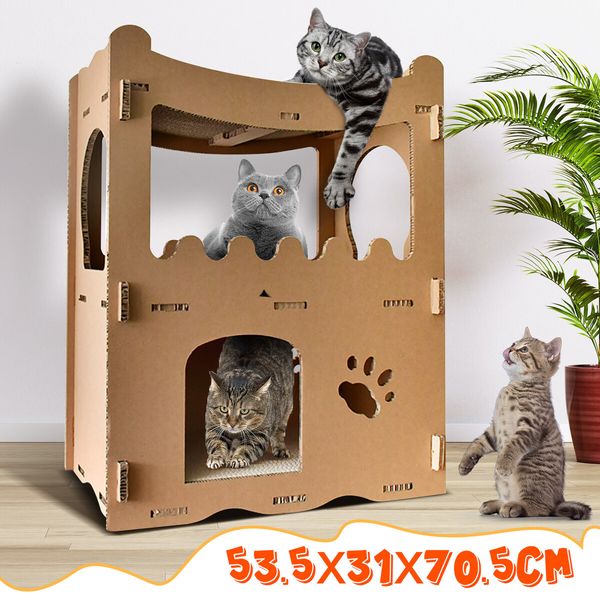 Cat Corrugated Cardboard Scratcher Scratching Board Play House Climbing Furniture