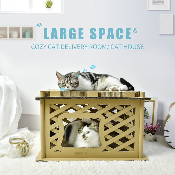 Modular Corrugated Cardboard Cat Scratcher Sleeping Bed Nest Scratching Board Play House 