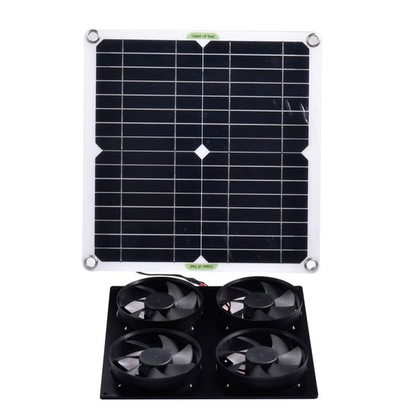 Solar Powered Ventilator 100W 4 Fans  Exhaust Fan for RVs, Greenhouses, Pet Houses, Chicken House