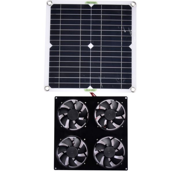 Solar Powered Ventilator 100W 4 Fans  Exhaust Fan for RVs, Greenhouses, Pet Houses, Chicken House