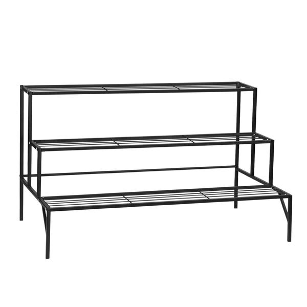 Plant Stand Black 3 Tiers Metal Flower Shelf Pot Holder Corner Planter Garden Storage Rack Outdoor Indoor Large