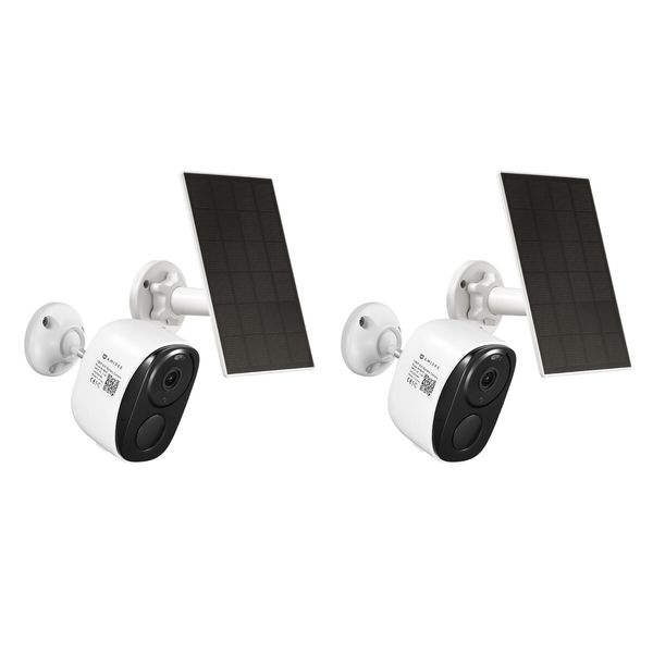 Wireless Security Camera Home CCTV Outdoor Surveillance System with Solar Panel Battery Weatherproof x2