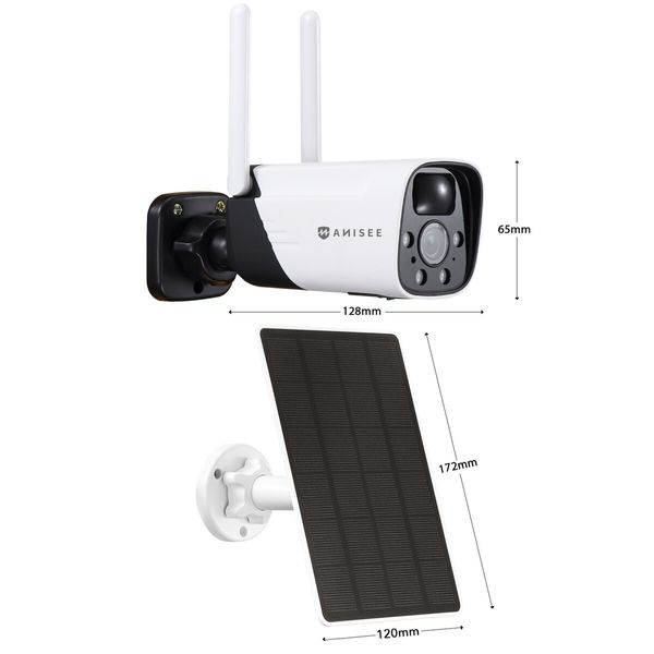 Solar-powered Security Camera WiFi Home CCTV Outdoor Surveillance System with Battery Weatherproof x2