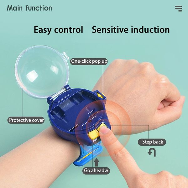 Remote Control for Watch Car, Mini Cartoon RC Watch  2.4G Long Distance Infrared Remote Control Sensing Model Car Toys (Blue, with Back Light)