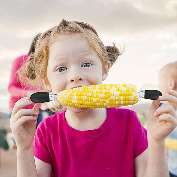 18Pcs/9Pairs Black Corn Holders BBQ Fork Skewers for Home Cooking Parties Camping