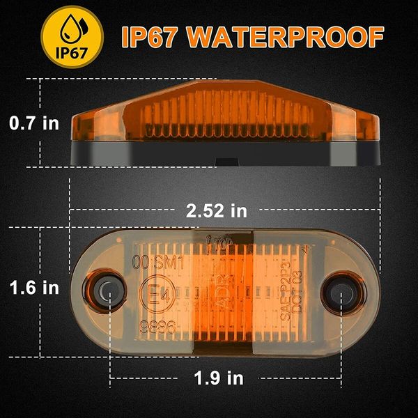 2Pack LED Front Side Marker Indicator Light 12V 24V For Truck Van Trailers Boats - White