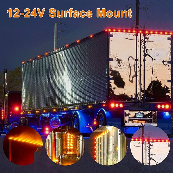 2Pack LED Front Side Marker Indicator Light 12V 24V For Truck Van Trailers Boats - White