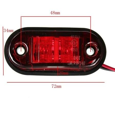 2Pack LED Front Side Marker Indicator Light 12V 24V For Truck Van Trailers Boats - Red