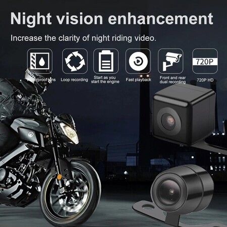 Motorcycle Dvr Camera HD 1080P Wide Angle Waterproof Night Vision Front And Rear Shooting