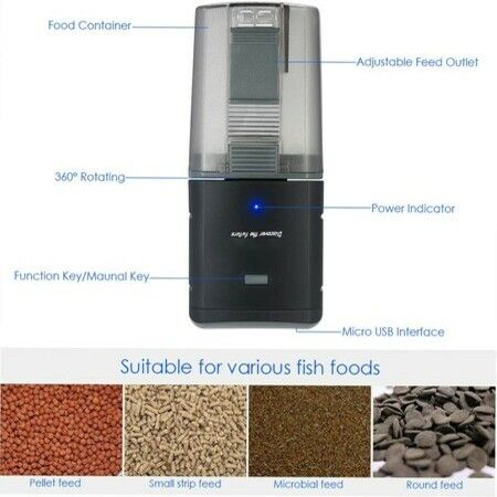 Automatic Fish Feeder, Aquarium Tank Feeding Timer, Fish Food Dispenser, Adjustable Output, APP Voice Control