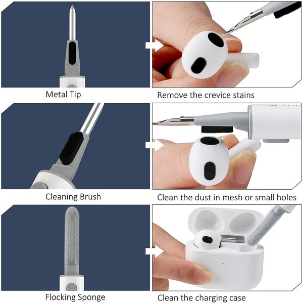 Airpods Cleaner Kit, Earbuds Cleaning Pen for Airpods Pro 1 2 3 and Other Earphones