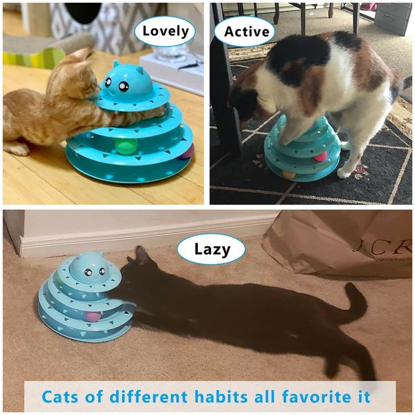 Cat Toy Roller 3-Level Turntable Balls Interactive Fun Mental Physical Exercise Puzzle Kitten Cat Toys