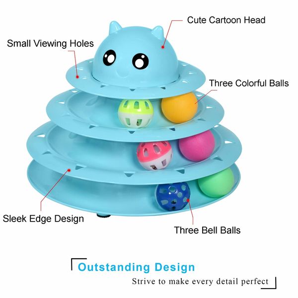 Cat Toy Roller 3-Level Turntable Balls Interactive Fun Mental Physical Exercise Puzzle Kitten Cat Toys