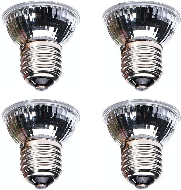 4-Pack 25W UVA+UVB Bulbs Heat and Light for Reptiles and Amphibian Tanks Terrariums and Cages