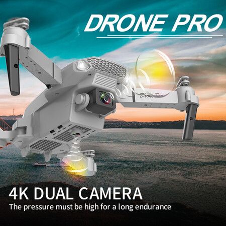 4K Dual cameras  Pro WIFI FPV Drone With Wide Angle HD  1080P Camera Altitude Hold RC Foldable Quadcopter Drone Color Grey