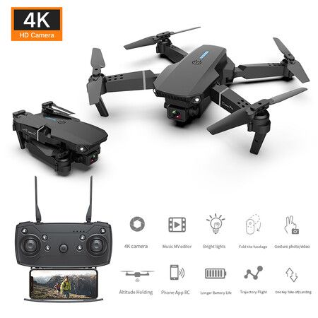 4K Dual cameras  Pro WIFI FPV Drone With Wide Angle HD  1080P Camera Altitude Hold RC Foldable Quadcopter Drone Color Grey