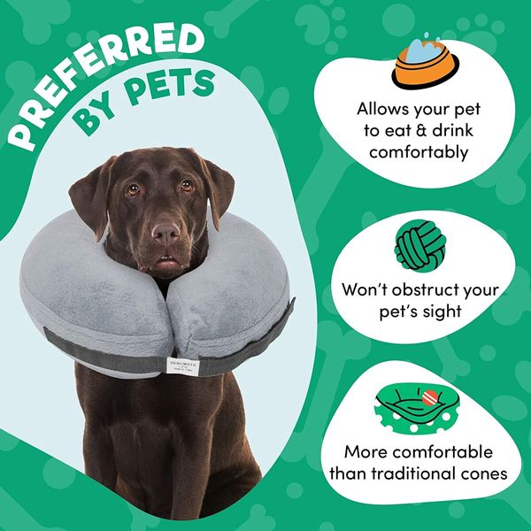 Protective Inflatable Collar for Dogs and Cats -Grey (32-45cm)