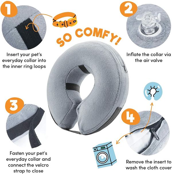 Protective Inflatable Collar for Dogs and Cats -Grey (32-45cm)