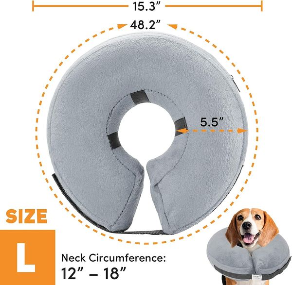 Protective Inflatable Collar for Dogs and Cats -Grey (32-45cm)