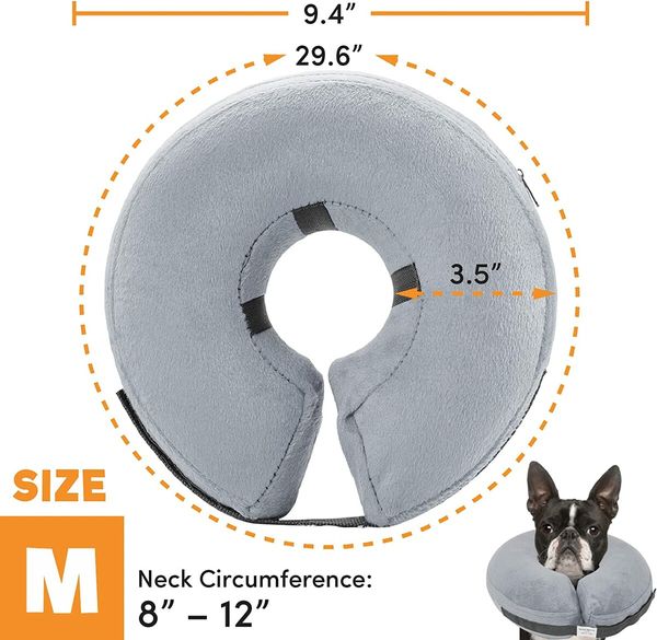 Protective Inflatable Collar for Dogs and Cats -Grey (20-30cm)