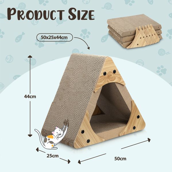 Triangle Cat Scratcher Bed Cave House Tunnel Cardboard Lounge Scratching Toy