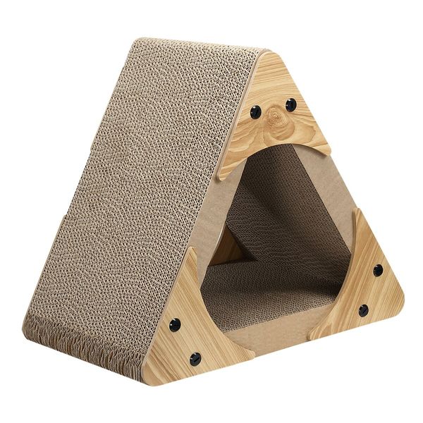 Triangle Cat Scratcher Bed Cave House Tunnel Cardboard Lounge Scratching Toy