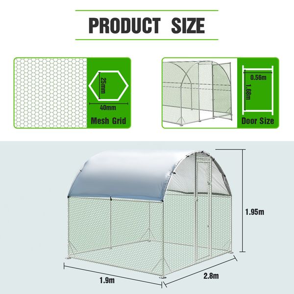 Chicken Run Coop Walk In Cage Chook Pen Shelter Rabbit Hutch Dog Cat Enclosure Large Bird Cage 280x190x195cm