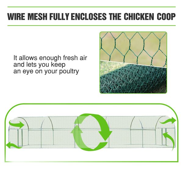 Chicken Run Coop Walk In Chook Pen Shelter Cat Dog Enclosure Rabbit Hutch Bird Cage Extra Large 280x950x195cm