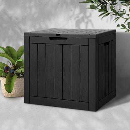 Gardeon Outdoor Storage Box 118L Container Lockable Indoor Garden Toy Tool Shed Black