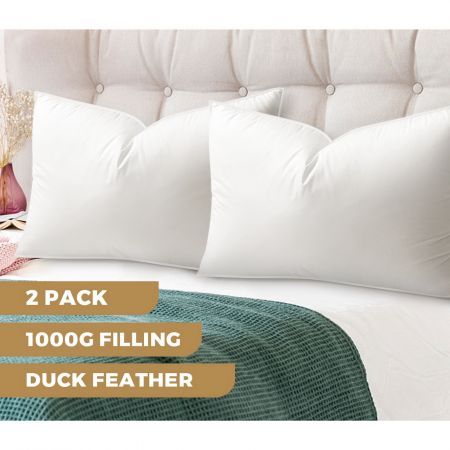 Bedding Pillow Duck Feather Down Pillows Twin Pack Standard Size Hotel