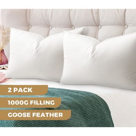 Bedding Pillow Goose Feather Down Pillows Twin Pack Standard Size Hotel