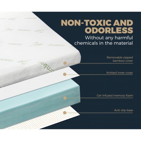 Memory Foam Mattress Topper Cool Gel Bed Bamboo Cover Underlay Queen 10CM