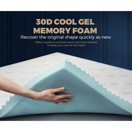 Memory Foam Mattress Topper Cool Gel Queen Bed Bamboo Cover 7-Zone 5CM