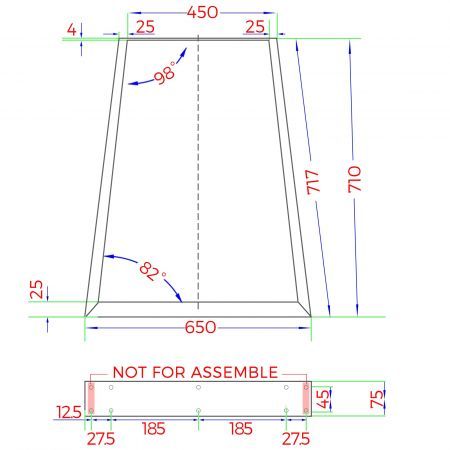 2x Coffee Dining Table Legs Industrial Vintage Bench Trapezoid Metal