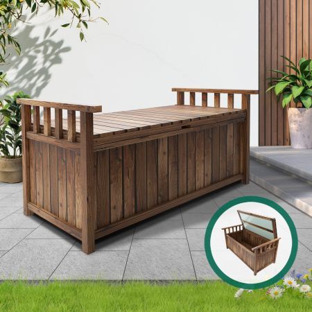 Livsip Outdoor Storage Box Wooden Garden Bench Chest Toy Tool Sheds Furniture