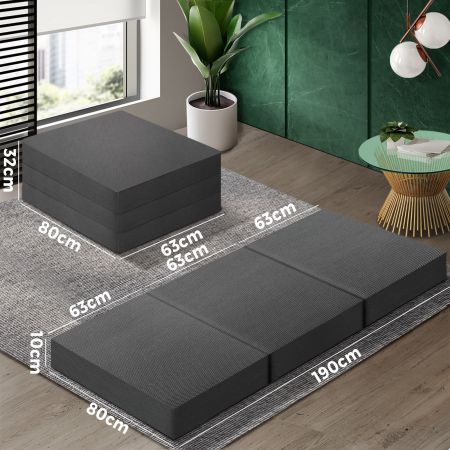 Folding Mattress Portable Single Sofa Foam Bed Camping Sleeping Pad Grey