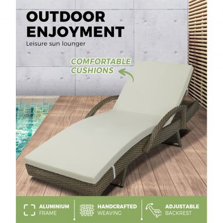 Livsip Sun Lounger Wicker Lounge Day Bed Sofa Outdoor Patio Set Pool Furniture