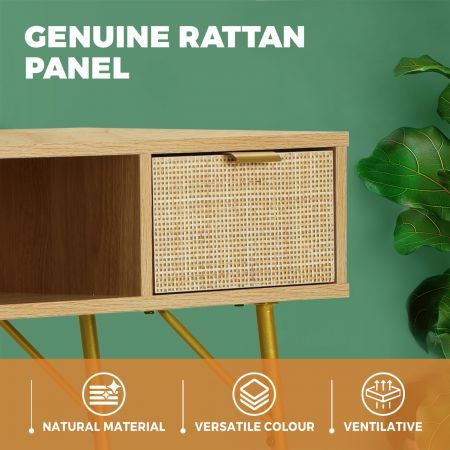 Rattan Hall Console Table Hallway Side Desk Entry Display Furniture