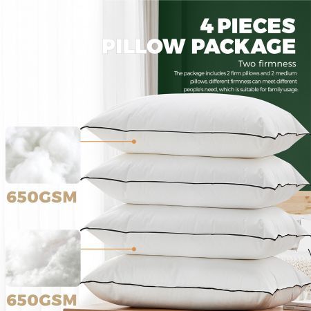 Microfibre Pillow Hotel Cotton Cover Home Soft Quality Luxury 4pcs 50*90cm