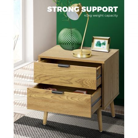 Bedside Tables Side Table 2 Drawers Bedroom Furniture Storage Cabinet