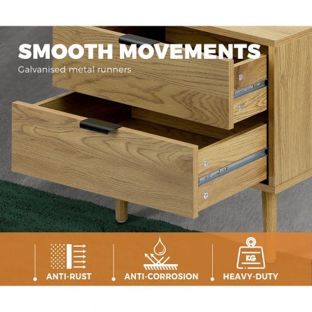 Bedside Tables Side Table 2 Drawers Bedroom Furniture Storage Cabinet