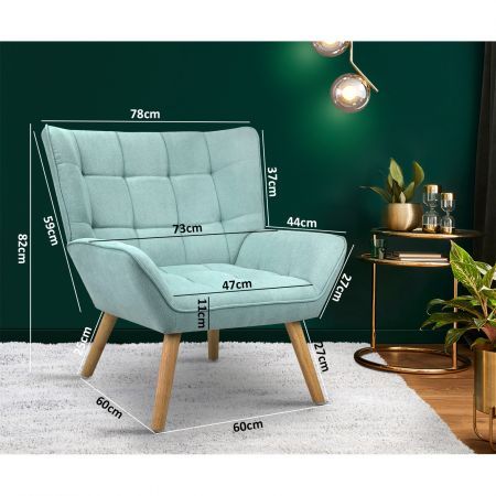 Armchair Accent Chairs Sofa Lounge Fabric Upholstered Tub Chair Blue