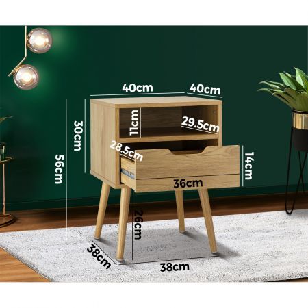 Bedside Tables Drawer Side Table Nightstand Bedroom Storage Cabinet Wood