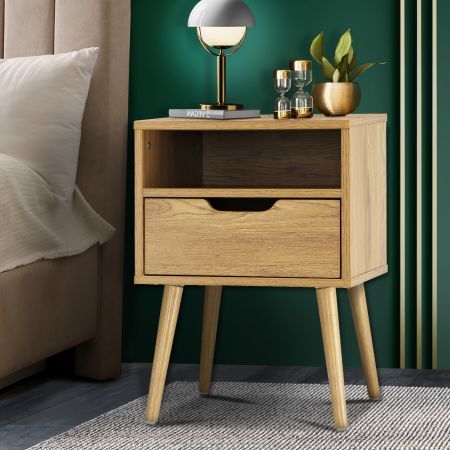 Bedside Tables Drawer Side Table Nightstand Bedroom Storage Cabinet Wood