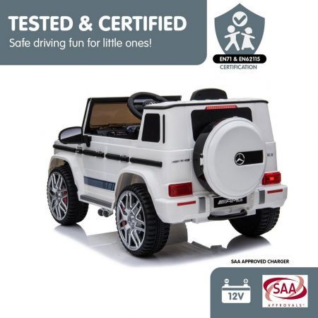 Mercedes Benz AMG G63 Licensed Kids Ride On Electric Car Remote Control - White