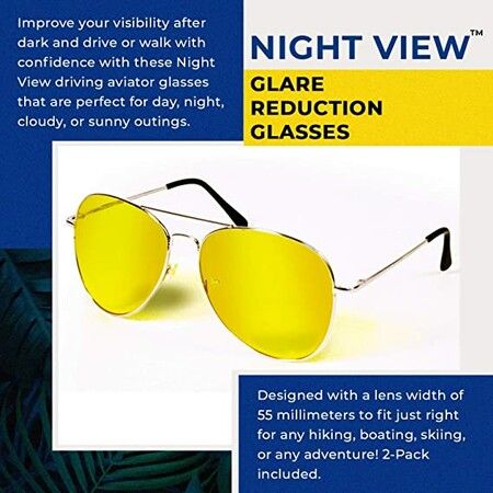 NV Night Goggles for Driving Glasses - Aviator(1Pack)