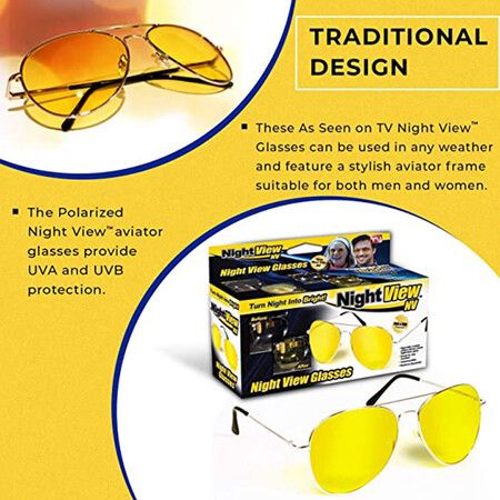 NV Night Goggles for Driving Glasses - Aviator(1Pack)