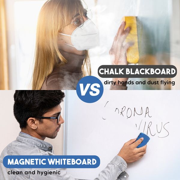 Double Sided Interactive Whiteboard Magnetic Mobile White Board Dry Erase Casters Stand 60cmx90cm Height Adjustable